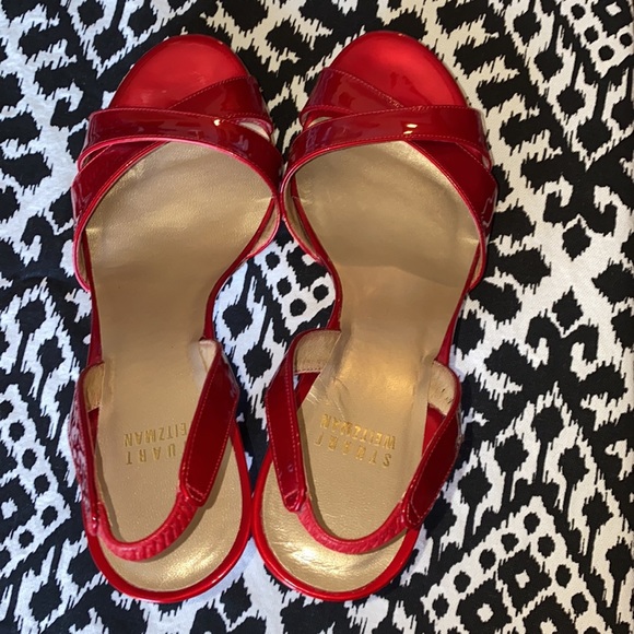 Stuart Weitzman Patent Leather Heels, Candy Apple Red Size 7.5. EUC - Picture 9 of 10